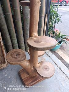 Grote houten krabpaal met bloemen, boom, kattenklimhuis, kersenbloesems, grote kattenboom, plafondkrabpaal - Product Image 3