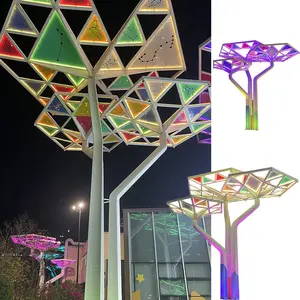 사용자 정의 야외 장식 조각 공원 LED 트리 조명 RGB 다채로운 그라디언트 빛나는 버섯 모델링 풍경 조명