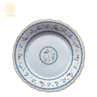 Service de table en céramique personnalisé avec motif de vigne bleue et de roses romantiques françaises, gaufré, pour mariage, fête et location