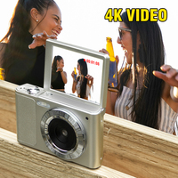 Cámara de estilo vintage Vlogging 4K con pantalla abatible Cámara selfie de viaje compacta para fotografía portátil