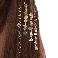 Breloques pour cheveux ethniques en pierre naturelle, cristal et métal pour tresses et dreadlocks, lot de 6 pour femmes