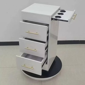 Barber Shop Trolley 3 Layers Steel Shelf Hair Salon Hair Color Styling Serving 3-tier Trolley Table and <b>Drawer</b> Salon Furniture - Product Image 5