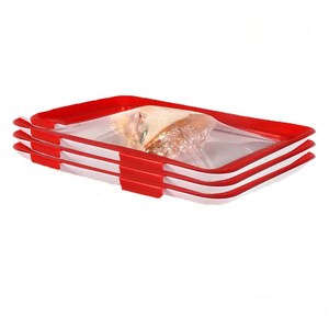 Contenedor Apilable Plano y Delgado de un Solo Nivel, Reutilizable y Adhesivo, para Conservación de Alimentos Frescos, Bandeja de Almacenamiento para Verduras y Frutas - Product Image 4