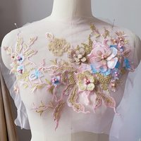 Applique brodée 3D fleur à coudre, patch de broderie de luxe robuste avec sequins, corsage cousu DIY pour mariée