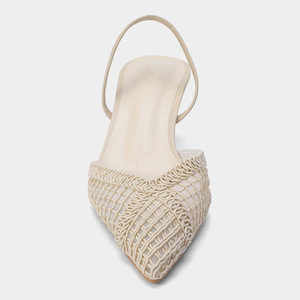 Nuovi Sandali Estivi da Donna con Tomaia in Rete, Suola in Gomma, <span class=keywords><strong>Beige</strong></span> Chiaro, Punta Aperta Intrecciata, Tacco Alto a Spillo, Traforati - Product Image 2