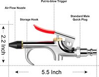 Ensemble de soufflettes à buse d'air de qualité supérieure avec connexion à 2 voies Kit de 5 pièces pour le gonflage et le dépoussiérage de l'air