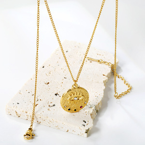 Collier pendentif œil porte-bonheur en or avec diamants, bijoux de mode en acier inoxydable, cadeau - Product Image 1