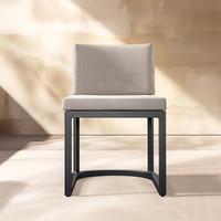 Ensemble de salle à manger d'extérieur en aluminium thermolaqué 5 pièces, table rectangulaire moderne, fauteuil à lattes, mobilier de jardin, patio, hôtel