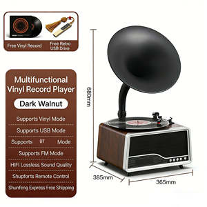 Nuevo Tocadiscos Multifuncional Retro con Audio BT, Puerto USB, Radio FM, Elegante Gramófono de Madera para el Hogar y la Oficina, Reproductor de Vinilos - Product Image 5