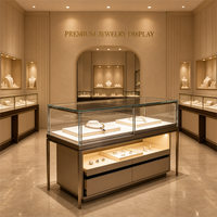 Vitrine de présentation de bijoux en verre de luxe sur mesure avec éclairage LED et tiroirs, comptoir pour bijouterie