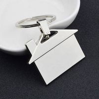 Llavero Personalizado con Logotipo, en Forma de Casa, de Aleación de Zinc Plateada y Duradera, con Grabado Láser para Profesionales Inmobiliarios