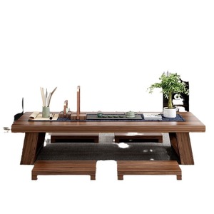 Mesa de Té de Estilo Japonés de Madera Maciza Simple, Mesa Baja Rectangular con Almacenamiento, Mesa de Café Tatami Multifuncional - Product Image 3
