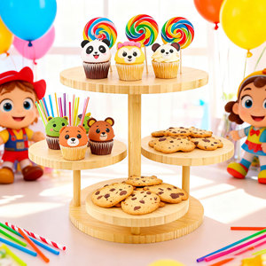 4 <span class=keywords><strong>Tier</strong></span> Tre Bằng Gỗ Cupcake Đứng Trái Cây Và Món Tráng Miệng Kệ Vòng Bánh Chủ Cho Đám Cưới Đảng - Product Image 5