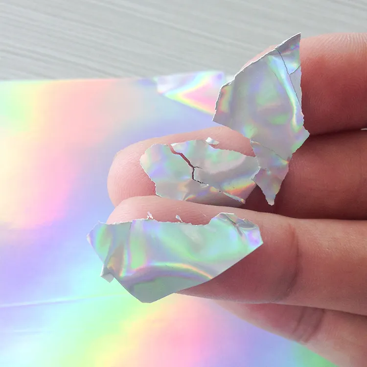 Benutzer definierte Minrui Plain Hologramm zerstörbare Vinyl Eierschale Siegel Aufkleber selbst klebende Etiketten papiere in Blättern