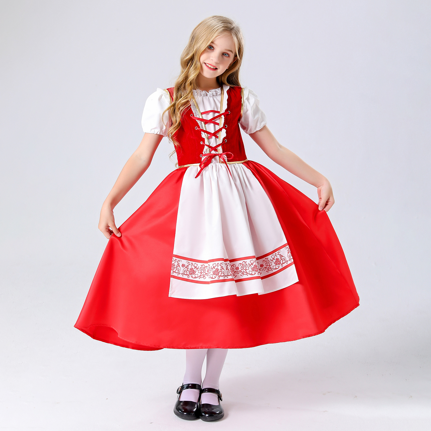Luxury Little Red Riding Hood Costume Dress with Cloak for Girls - Perfect  for Halloween and Themed Events