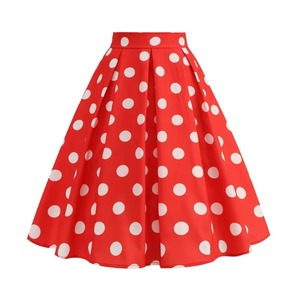 Factory Wholesale Women High Waist a Line <strong>Skirt</strong> <strong>Black</strong> White Red Polka Dot <strong>Pleated</strong> <strong>Skirts</strong> - Product Image 3
