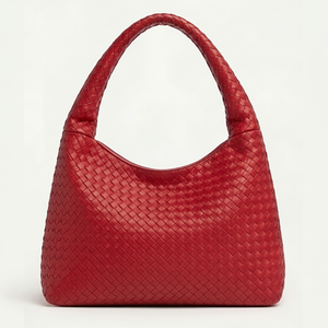Sac fourre-tout hobo en cuir véritable tressé pour femme, style anglais, avec fermeture éclair et chaînes, sac à bandoulière de luxe personnalisé, vente en gros - Product Image 1