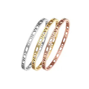 römische ziffern-serie hohle geschnitzte modische frauen-armband römische ziffern-armband dreifarbiges römisches armband