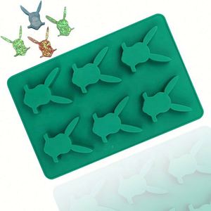 Moule en silicone écologique pour chocolat et glaçons, 6 cavités en forme de tête de lapin, sans BPA, pour échantillons de savon, OEM/ODM - Product Image 1
