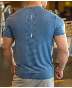 Camiseta deportiva para hombre, ropa deportiva para hombre, ropa para correr, camisetas ligeras de secado rápido para deportes de gimnasio, camisetas elásticas de poliéster