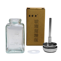 Botol Dispenser Pompa Cairan Kosong Kaca Persegi Baozun 150ml dengan Sablon untuk Cat Kuku, Minyak Esensial, Penghapus Makeup