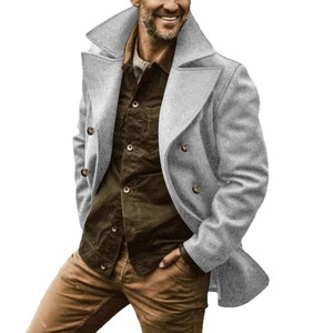 Gabardina para Hombre, Largo Medio, Cuello Alto, Doble Botonadura, Poliéster y Algodón, Ropa Exterior Casual para Primavera y Otoño - Product Image 5