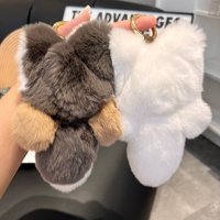 Porte-clés de voiture léger en peluche douce et mignonne, motif renard ou lapin, idéal pour la décoration de sacs, vente en gros