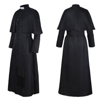 Vêtement d'ecclésiastique médiéval robe de prêtre romain costume de soutane robe de prêtre noir robe de clergé soutane avec cincture