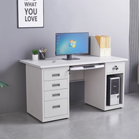 Table de bureau en acier au design moderne bureau d'ordinateur en métal à assemblage facile avec serrures à tiroirs convertibles pour la maison ou l'école