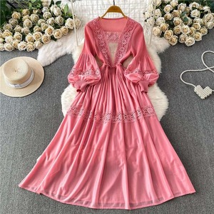 Women's Denim Trim Maxi <b>Dress</b> <b>Spaghetti</b> <b>Strap</b> V Neck High Waist Contrast Stitching Tiered A-Line Skirt Elegant Casual Daily Wear - Product Image 1