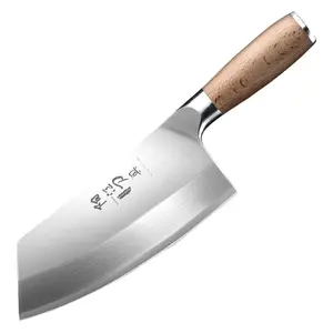 Stainless Steel Bone Cleaver Knife with Wood Handle Kitchen Butcher knife Slicing Chopping Knife for Meat Vegetable