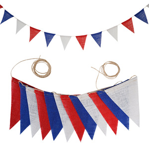 12PCS Gradient Yellow Linen Triangle Bunting Flags für Hochzeits dekorationen Hängende Girlanden im westlichen Stil Geburtstags feier Banner - Product Image 5