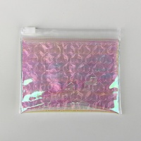 Sac Ziplock transparent holographique rose pochette à bulles emballage de bijoux