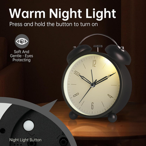 2025 Hot Simple Custom Twin Bell Desk & Table Alarm <b>Clock</b> Kid Home Decor <b>Night</b> <b>Light</b> - Product Image 4