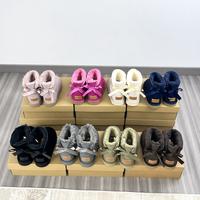 Sepatu Bot Salju Musim Dingin Wanita dengan Tali, Kulit Sapi, Lapisan Bulu, Tali Pita, Hangat, Model Ankle, Kasual