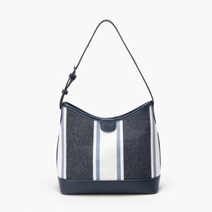 Bolso Bandolera de Lona a Rayas para Mujer, Bolso de Hombro Estilo Hobo, Gran Capacidad, Casual, para Viaje - Product Image 3