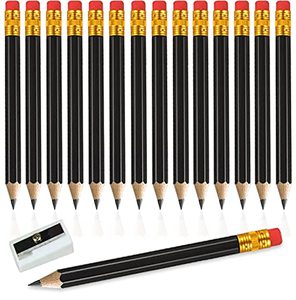 Mini crayon de golf rond en bois noir HB avec gomme – Crayons standard uniques pour la promotion de fournitures de papeterie - Product Image 2