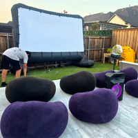 Écran de cinéma gonflable portable pour l'extérieur, configuration de cinéma commercial, projecteur, avec chaises gonflables