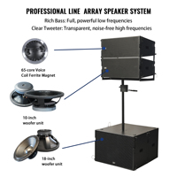 Système audio passif de 8 ohms double tweeters de 10 pouces 500W Line Array haut-parleurs Subwoofer de 18 pouces étanche pour les événements en plein air