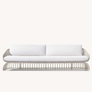 Terrazza esterna divano <span class=keywords><strong>giardino</strong></span> <span class=keywords><strong>bianco</strong></span> tessuto in rattan struttura in metallo divano <span class=keywords><strong>da</strong></span> esterno - Product Image 6