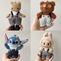 Salopette rayée rétro personnalisable de 10 cm pour poupée, joli pantalon à bretelles pour poupée en peluche, tenue de remplacement