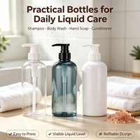 Bouteille distributrice rechargeable en PET de 300 ml et 500 ml pour lotion, shampoing, gel douche, nettoyant, impression personnalisée de logo et d'étiquette couleur