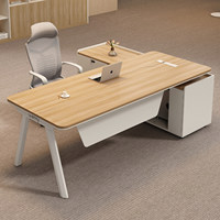 Ensemble bureau et chaise de direction moderne LBZ-118X avec sous-meuble, construction métallique, design à bords incurvés