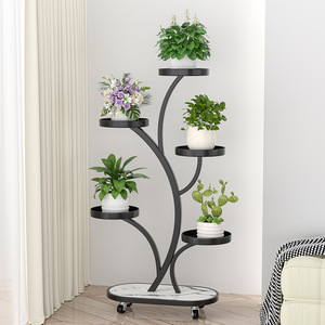 <span class=keywords><strong>Support</strong></span> à fleurs <span class=keywords><strong>sur</strong></span> <span class=keywords><strong>pied</strong></span> en acier chromé, multi-niveaux, mobile, pour balcon - Product Image 3