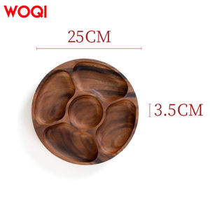WOQI moderno rotondo vassoio da portata in legno all'ingrosso vano in legno piatto sostenibile diviso in legno antipasto e piatto da Dessert - Product Image 3