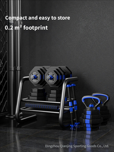 Ensemble d'<span class=keywords><strong>haltères</strong></span>, barres et kettlebells en métal réglables 4 en 1 avec support de rangement portable, <span class=keywords><strong>kit</strong></span> combiné de musculation multifonction pour la maison - Product Image 4