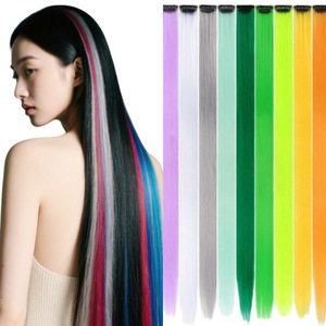 Estensore per capelli lisci Xuchang con clip, in seta resistente alle alte temperature, opaco, senza cuciture, con clip BB per extension a orecchio, effetto highlight - Product Image 1