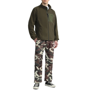 Chaqueta con cremallera gruesa y cálida para hombre, forro Polar 100% de poliéster con bolsillo en el pecho, forro interior bordado, Logo verde militar, Invierno