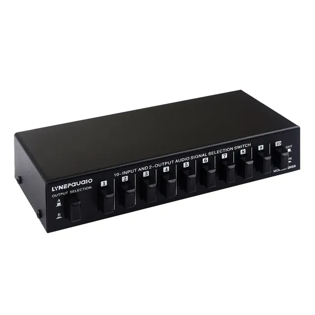 10-In/2-Out Audio Signal Selection Switcher Two-Way RCA Interface Audio/Speaker Switcher Product Audio Video Accessories