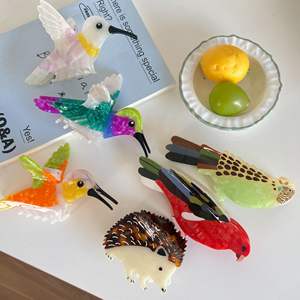 กิ๊บติดผมรูปนกฮัมมิงเบิร์ดหลากสีสัน น่ารัก ซีรีส์นก รูปนกแก้ว กิ๊บหนีบผมอะซิเตท กิ๊บครึ่งหัว กิ๊บฉลาม สำหรับผู้หญิงและเด็กผู้หญิง - Product Image 1
